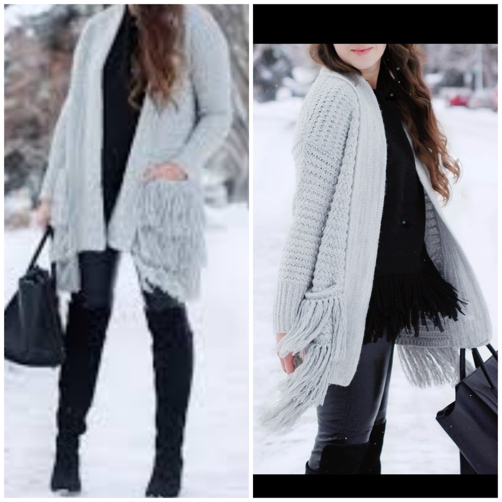 Banana Republic Fringe Sweater- Gray